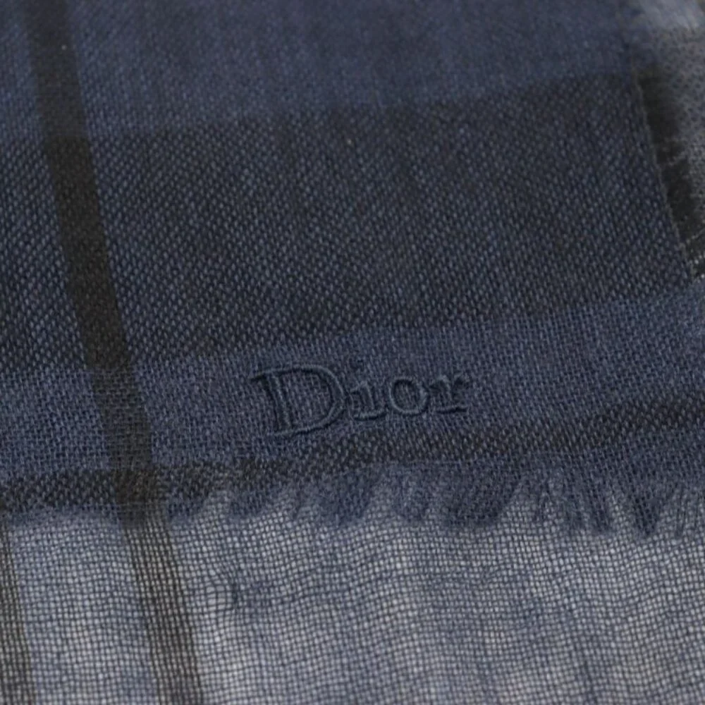 Dior Homme 133 Cashmere Silk Logo Embroidery Checked Scarf